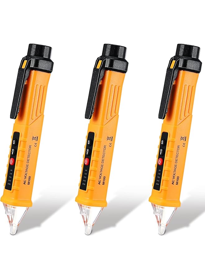 PROMASS promass 3 Pcs Non-Contact Voltage Meter Tester AC 12-1000V Voltage Detector Buzzer Alarm Electrical Testing Led Flashlight Wire Tester Electrical Tool Battery Powered Tester Pen  - Image 1