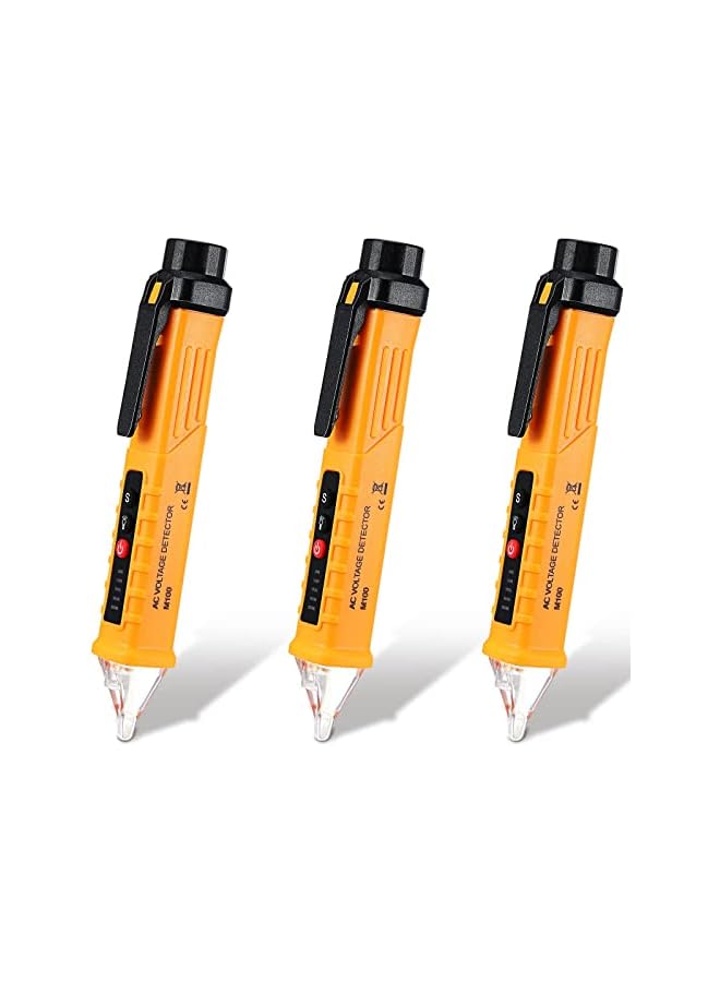 PROMASS promass 3 Pcs Non-Contact Voltage Meter Tester AC 12-1000V Voltage Detector Buzzer Alarm Electrical Testing Led Flashlight Wire Tester Electrical Tool Battery Powered Tester Pen  - Image 2