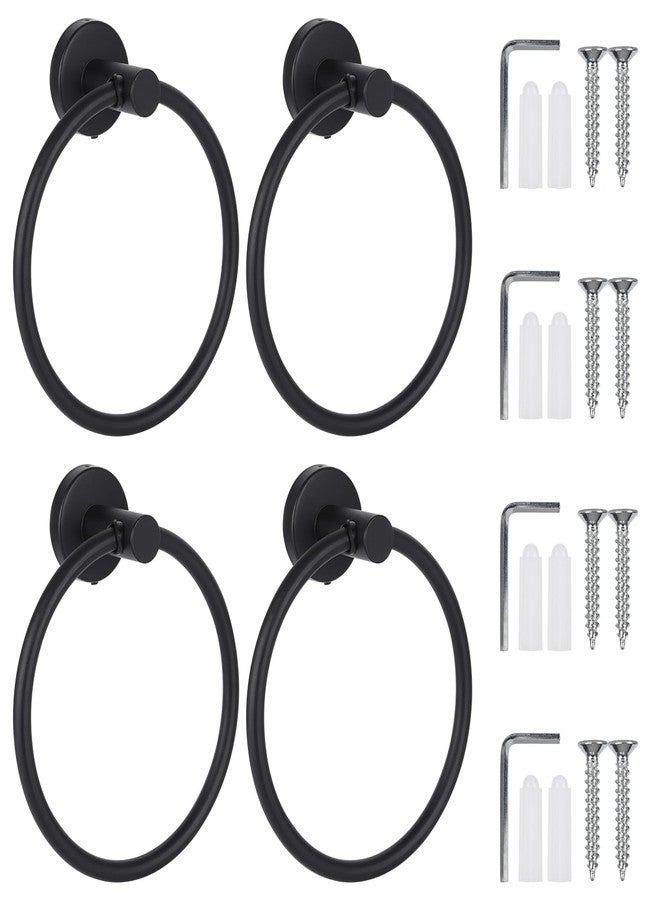 acDesign 4 Pack Black Towel Ring, Stainless Steel Hand Towel Holder for Bathroom, Modern Round Towel Hanger Towel Rack Round Wall Mounted for Bath, Kitchen - Image 1