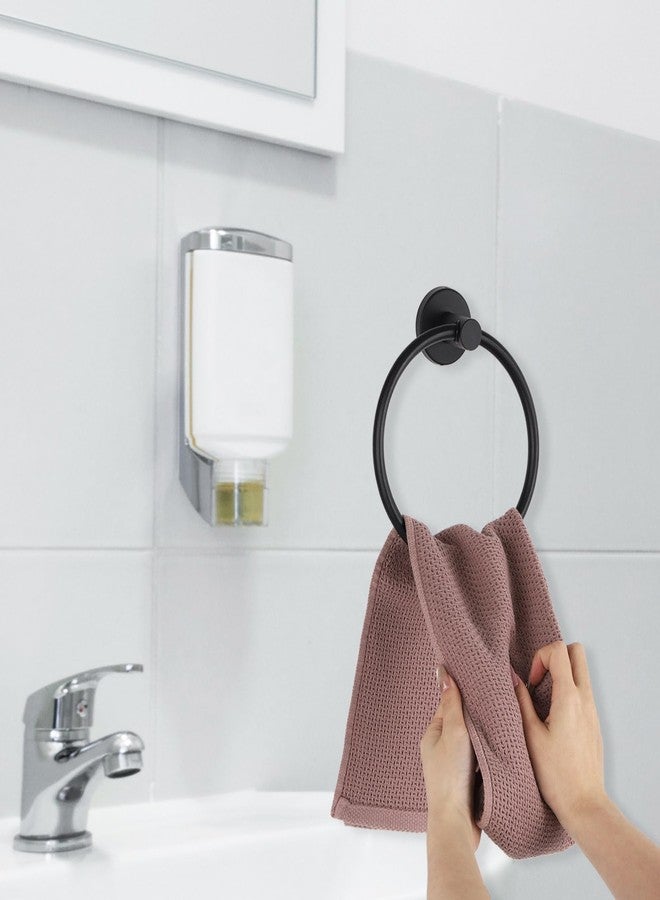acDesign 4 Pack Black Towel Ring, Stainless Steel Hand Towel Holder for Bathroom, Modern Round Towel Hanger Towel Rack Round Wall Mounted for Bath, Kitchen - Image 4