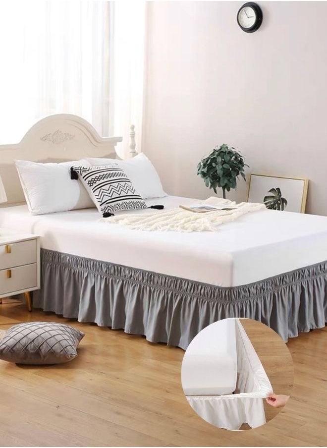 LUNA Home - 1 Pc King Size Gray Elastic Bed Skirt - Image 1