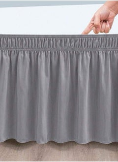 LUNA Home 1 Pc King Size Gray Elastic Bed Skirt  - Image 3