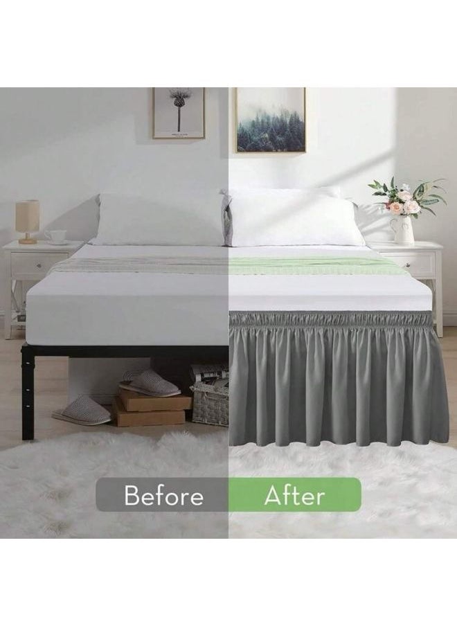 LUNA Home - 1 Pc King Size Gray Elastic Bed Skirt - Image 1
