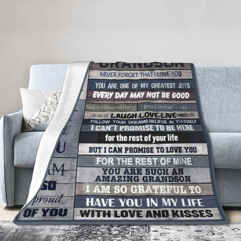 to My Grandson Custom Blanket Soft Blankets Cozy Soft Blanket for Couch Bed Living Room Decoration 50"X40" - Image 1