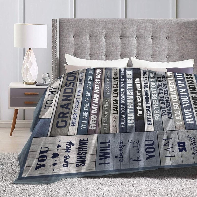 to My Grandson Custom Blanket Soft Blankets Cozy Soft Blanket for Couch Bed Living Room Decoration 50"X40" - Image 4
