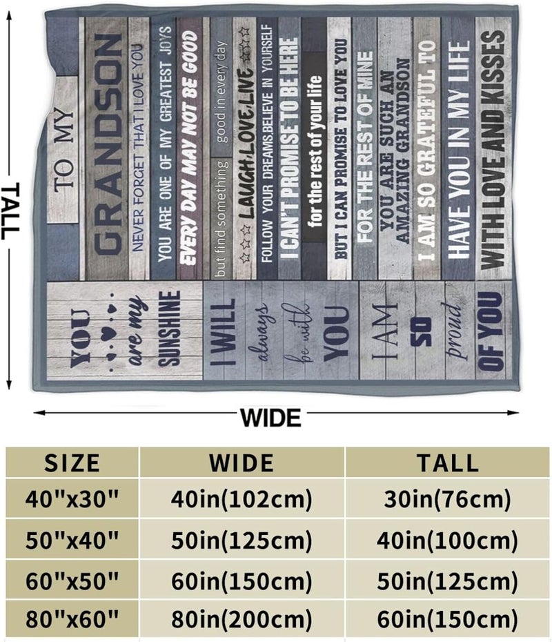to My Grandson Custom Blanket Soft Blankets Cozy Soft Blanket for Couch Bed Living Room Decoration 50"X40" - Image 3