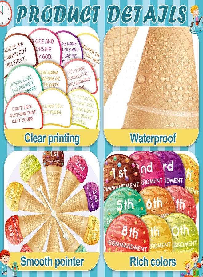 Affrolling Ten Commandments for Kids Ice Cream Scoop Game Ten Commandments Learning Wheel Sunday School Games 10 Crafts Kids Bible Supplies Religious Educational and Learning Activities - Image 3