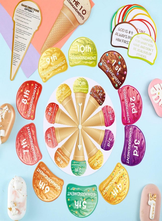 Affrolling Ten Commandments for Kids Ice Cream Scoop Game Ten Commandments Learning Wheel Sunday School Games 10 Crafts Kids Bible Supplies Religious Educational and Learning Activities - Image 4