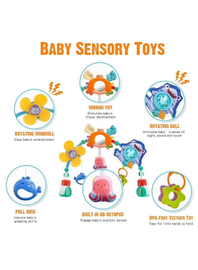 ما بيبي لعب حوض القوس القابل للتعديل للأطفال الرضع والأطفال الصغار ، وقوس عربة الأطفال ، وألعاب سرير الأطفال مع تعليق رائع لتحفيز حواس الطفل وتطوير المهارات الحركية - Image 2