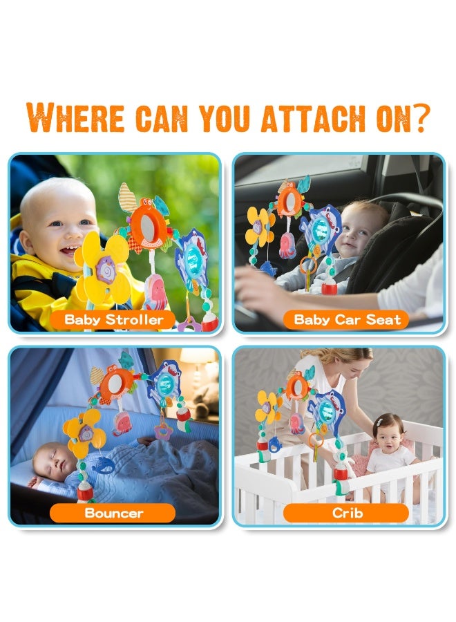 ما بيبي لعب حوض القوس القابل للتعديل للأطفال الرضع والأطفال الصغار ، وقوس عربة الأطفال ، وألعاب سرير الأطفال مع تعليق رائع لتحفيز حواس الطفل وتطوير المهارات الحركية - Image 3