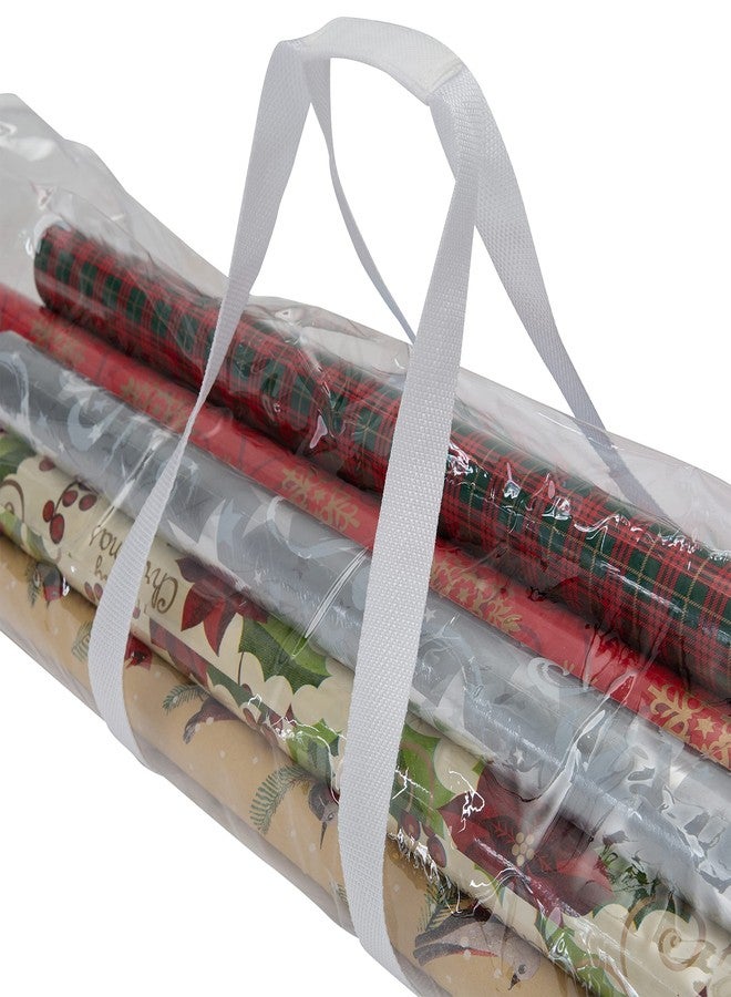 Simplify Clear Gift Wrap Storage Bag | Holds 30" Long Wrapping Paper Rolls | Clear | Zipper Closure | Easy Storage | Holiday Storage | Easy Carry Hangers, 1 Count (Pack of 1), Red - Image 5