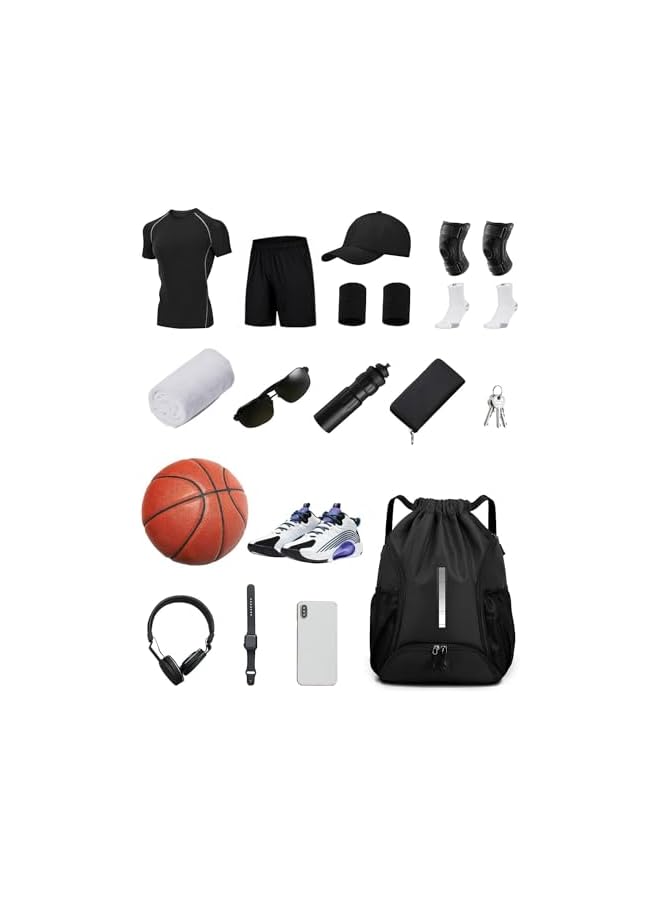 PROMASS Sports Drawstring Backpack, Soccer Backpack, Basketball Bag, Soccer Bag with Ball and Shoe Compartment - Image 3