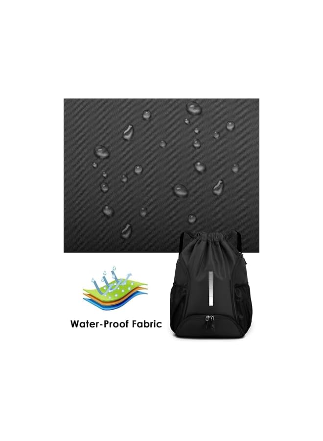 PROMASS Sports Drawstring Backpack, Soccer Backpack, Basketball Bag, Soccer Bag with Ball and Shoe Compartment - Image 4