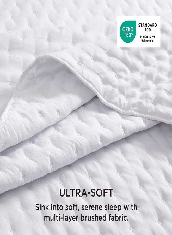 Bedsure King Quilt Set - Ultra Soft Quilt Bedding Set, Lightweight King Size Comforter with 2 Pillow Shams, White Summer Bedspread Coverlet for Modern Bedroom Decor, 106x96 Inch - Image 3