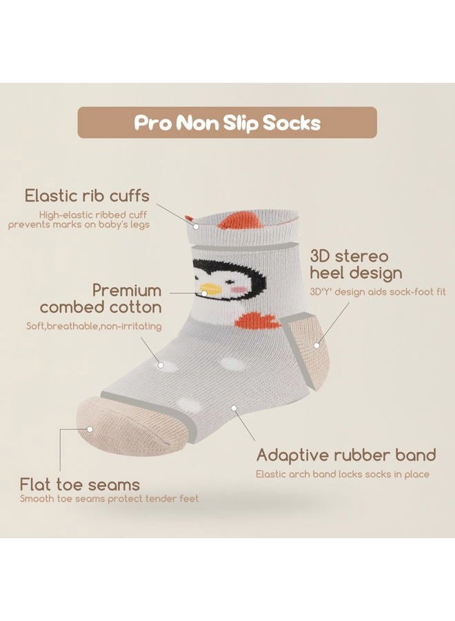 Aroveea Non Slip Grip Ankle Baby Socks 12 Pack for Toddler Boys and Girls Kids,Infant Cute Cotton Baby Socks, Animal2, 5-7 Years - Image 5