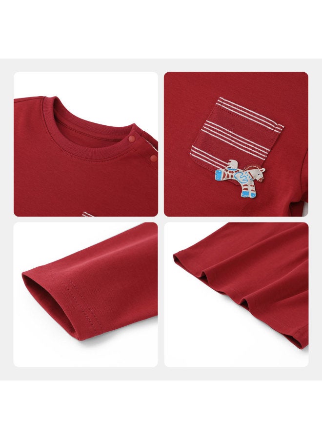 Soft Cotton] Baby T-shirt Long Sleeve Boys Red New Year Children's Base Layer 2026 New Girls - Image 5