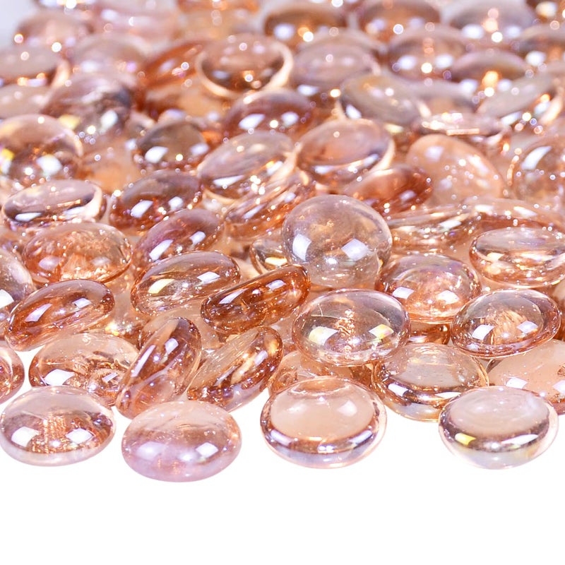 KINGOU Flat Glass GemsMarblesStonesBeads for Vase Filler Table Scatter Games  1 Lbs 1719mm Approx 34 Pink Standard