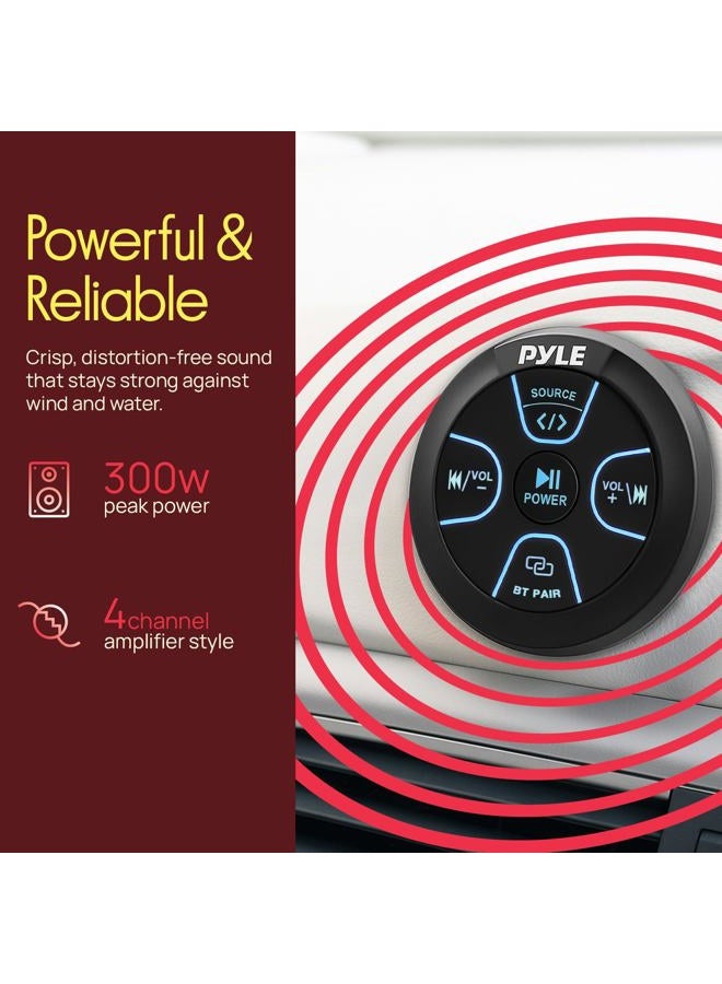 Pyle Amplified Wireless BT Audio Controller - 300 Watt Waterproof Rated Marine Receiver Remote Control for Car, Truck, Boat, 4x4, PowerSport Vehicles, Full Range Stereo Sound Reproduction - PLMRBT20 - Image 4