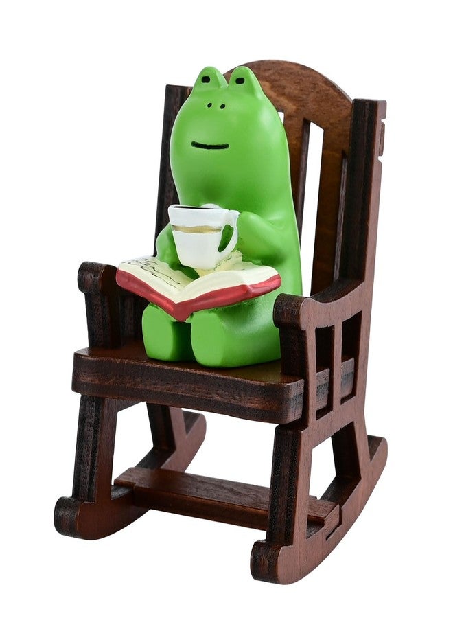Pmeixcy Frog Figurines, Frog Decor, Cute Desk Decor, Desk Figurines, Cute Trinkets, Home and Office Decor, Green Frog on Rocking Chair, 5x4x4.3 Inches, 60g - Image 1