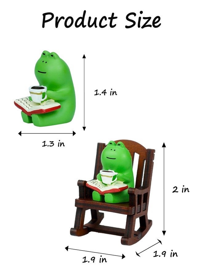 Pmeixcy Frog Figurines, Frog Decor, Cute Desk Decor, Desk Figurines, Cute Trinkets, Home and Office Decor, Green Frog on Rocking Chair, 5x4x4.3 Inches, 60g - Image 2