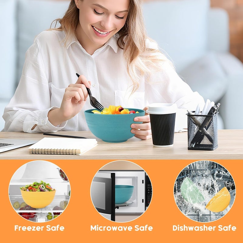 UUGLAM Unbreakable Cereal Bowls Set of 8, 28 Oz Wheat Straw Bowl Sets, Microwave & Dishwasher Safe Bowls for Kitchen, Reusable Plastic Bowl for Soup, Salad, Rice, Snack, BPA Free, Multicolor - Image 5