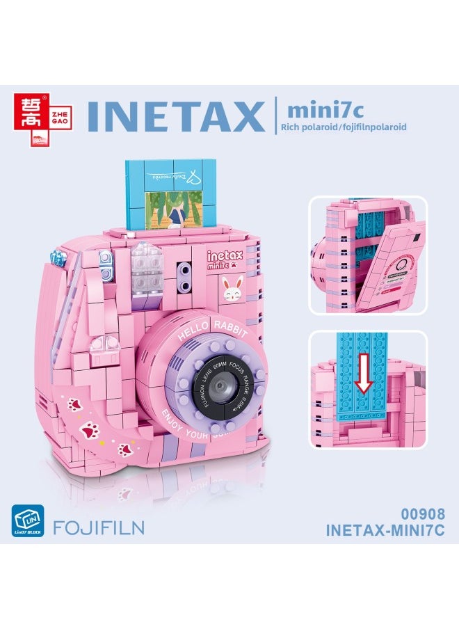 Compatible With Lego Retro Digital SLR Camera Girl Pink Camera Creative Ornaments Model Assembled Building Block Toy-Color:00908-494PCS  - Image 1