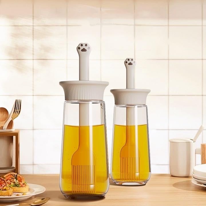 Zollyss Oil Dispenser Bottle with Silicone Brush, 280 ml, Leakproof, Transparent Jar - Image 2