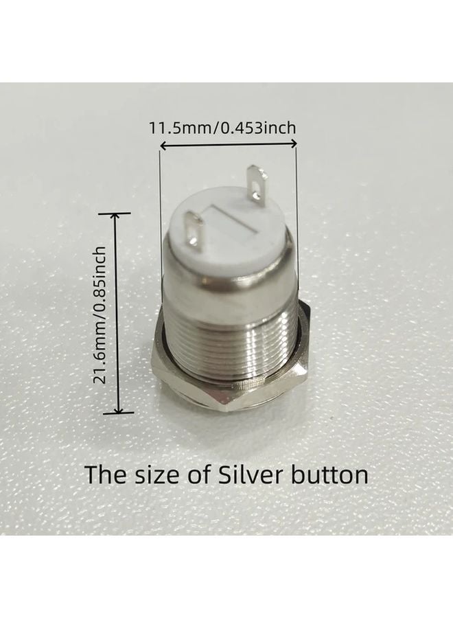 6 قطع زر ضغط معدني عالٍ مستدير أحمر 12 ملم مؤقت لتشغيل السيارة بوق جرس سماعة إعادة ضبط تلقائي - Image 4