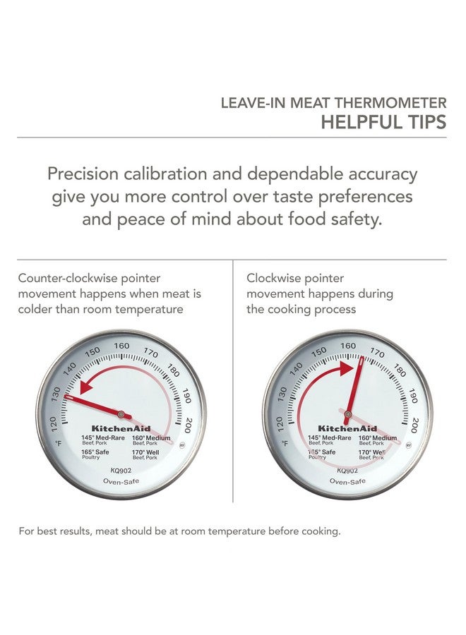 KitchenAid KQ902 Leave-in, Oven/Grill safe Meat Thermometer, TEMPERATURE RANGE: 120F to 200F, Stainless Steel, Analog - Image 5