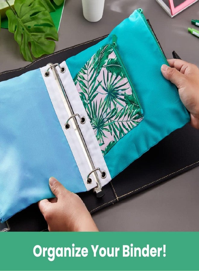 It's Academic Pencil Pouch for 3-Ring Binder, 2-Pockets with Zipper, for School Supplies, Large & Mini Pouch, Palm Tree & Watercolor Design, 2-Pack - Image 4