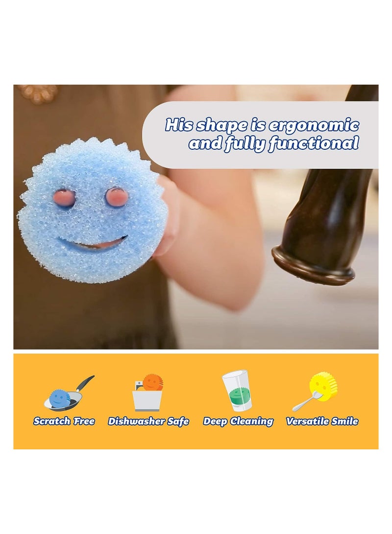 مجموعة إسفنجة سكرب دادي - ألوان - إسفنجات خالية من الخدش للأطباق والمنزل، مقاومة للرائحة، ناعمة في الماء الدافئ، ثابتة في البرد، تنظيف عميق، آمنة للاستخدام في غسالة الأطباق، متعددة الاستخدامات، عملية، مريحة، 3 قيراط - Image 2