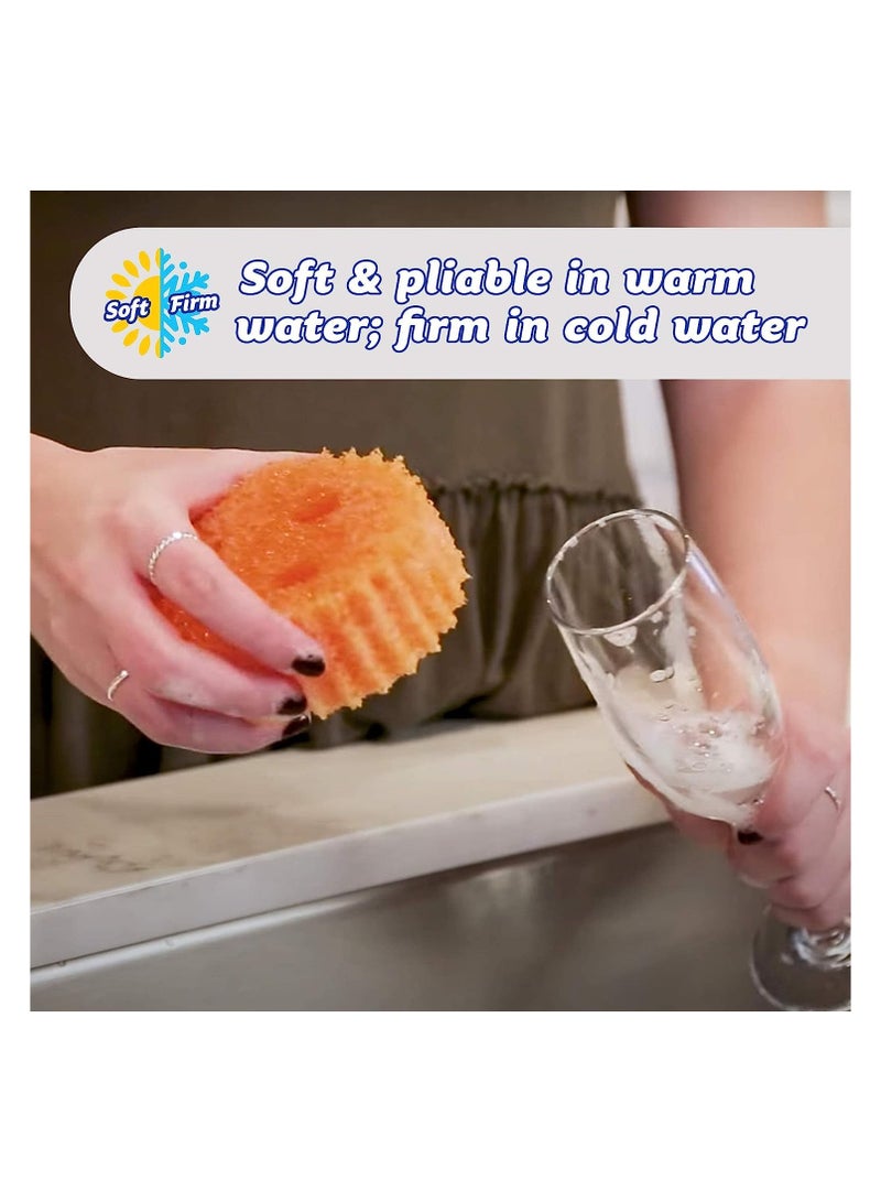 مجموعة إسفنجة سكرب دادي - ألوان - إسفنجات خالية من الخدش للأطباق والمنزل، مقاومة للرائحة، ناعمة في الماء الدافئ، ثابتة في البرد، تنظيف عميق، آمنة للاستخدام في غسالة الأطباق، متعددة الاستخدامات، عملية، مريحة، 3 قيراط - Image 3