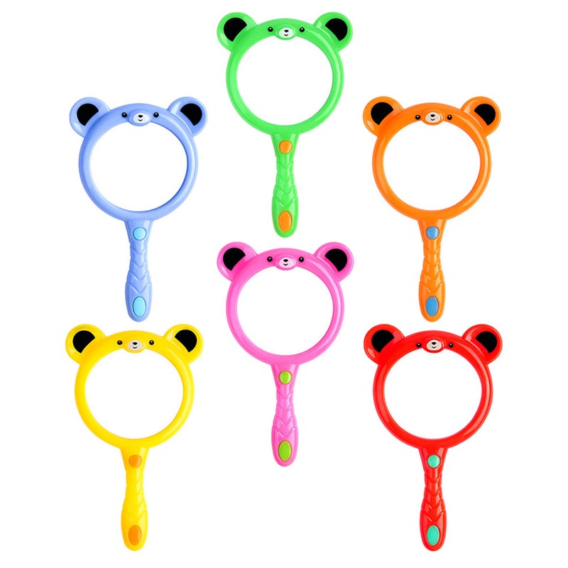 6pcs Reading Glass Magnifier 3X Mini Glass cartoon Handheld Glass Teaching Resources for Senior Kids Science Exploration - Image 1