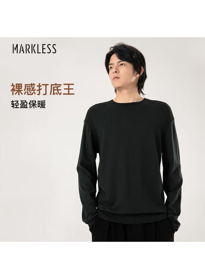 Markless Lightweight Warm Men's Graphene Soft Knit Sweater Autumn Winter Crew Neck Base Shirt 3701 Dark Gray L - Image 1