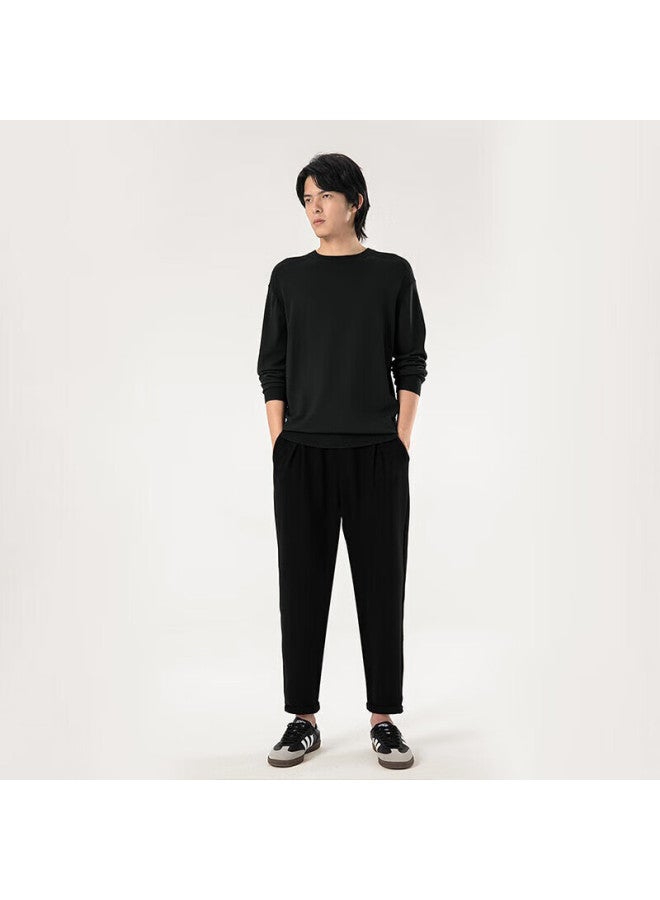 Markless Lightweight Warm Men's Graphene Soft Knit Sweater Autumn Winter Crew Neck Base Shirt 3701 Dark Gray L - Image 2