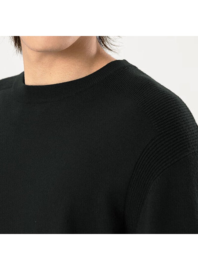 Markless Lightweight Warm Men's Graphene Soft Knit Sweater Autumn Winter Crew Neck Base Shirt 3701 Dark Gray L - Image 3