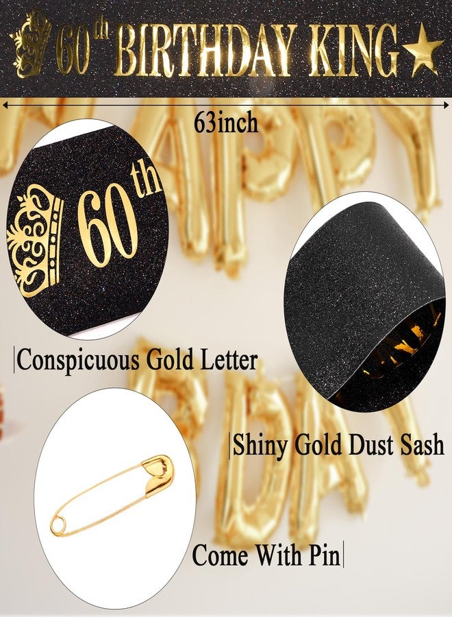 هابدو وشاح عيد ميلاد للرجال، وشاح عيد ميلاد سعيد 60 من هابدو، وشاح أسود ملكي لعيد الميلاد مزين بحروف ذهبية، زينة عيد ميلاد 60 للرجال، لوازم حفلات عيد الميلاد - Image 2