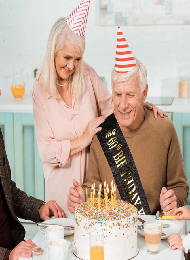 هابدو وشاح عيد ميلاد للرجال، وشاح عيد ميلاد سعيد 60 من هابدو، وشاح أسود ملكي لعيد الميلاد مزين بحروف ذهبية، زينة عيد ميلاد 60 للرجال، لوازم حفلات عيد الميلاد - Image 5