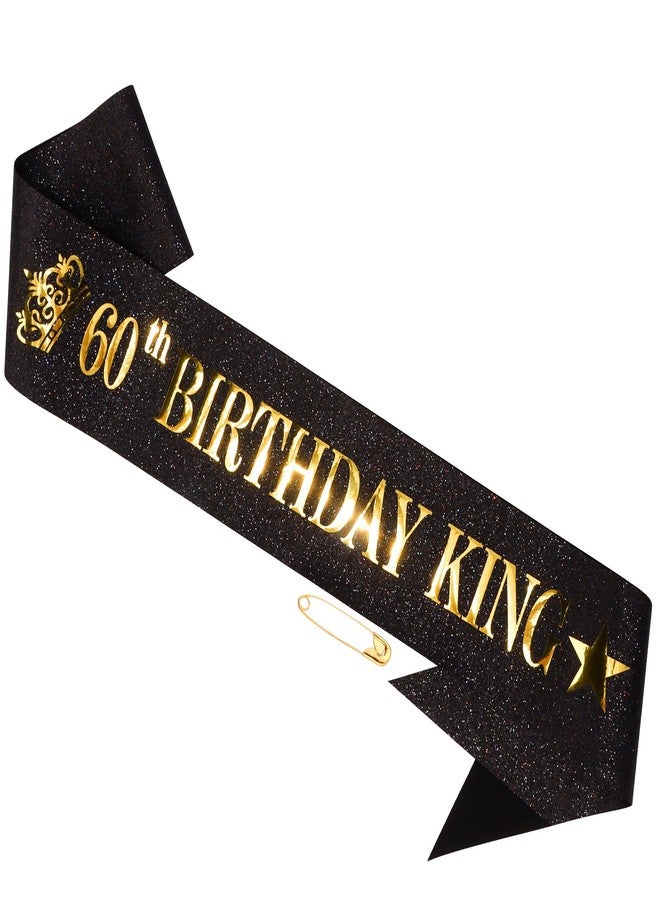 هابدو وشاح عيد ميلاد للرجال، وشاح عيد ميلاد سعيد 60 من هابدو، وشاح أسود ملكي لعيد الميلاد مزين بحروف ذهبية، زينة عيد ميلاد 60 للرجال، لوازم حفلات عيد الميلاد - Image 1