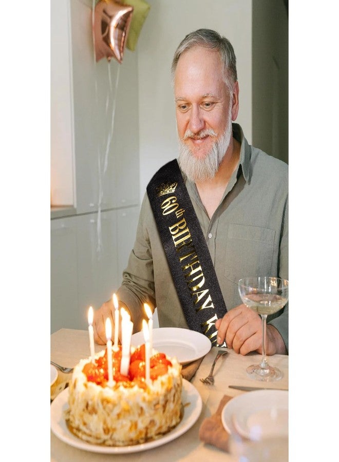 هابدو وشاح عيد ميلاد للرجال، وشاح عيد ميلاد سعيد 60 من هابدو، وشاح أسود ملكي لعيد الميلاد مزين بحروف ذهبية، زينة عيد ميلاد 60 للرجال، لوازم حفلات عيد الميلاد - Image 3