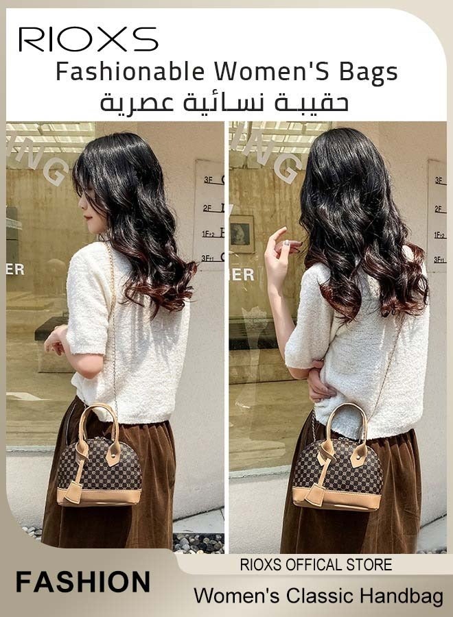 RIOXS Women's Handbag,Trendy Hand Bag,Classic Dome Satchel Handbag With Chain Strap,Leisure Crossbody Bag,Ideal Gift For Women Ladies,Fashion Handbag For Work Office Travel Shooping - Image 3