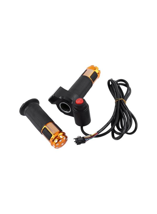 Generic Handlebar Grips, 1 Pair 12-84V 3 Gears Speed Switch Handle Accelerator with LED Display Screen for E-Bike Electric Scooter Yellow  - Image 2