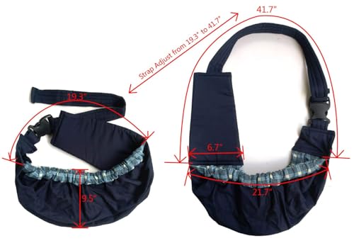 OrgMemory Pet Sling Carrier, OrgMemory Adjustable Bag, Small Dog Cat Outdoor Shoulder Carrier Most Suitable: 3-8 lbs (Blue Plaid) - Image 3