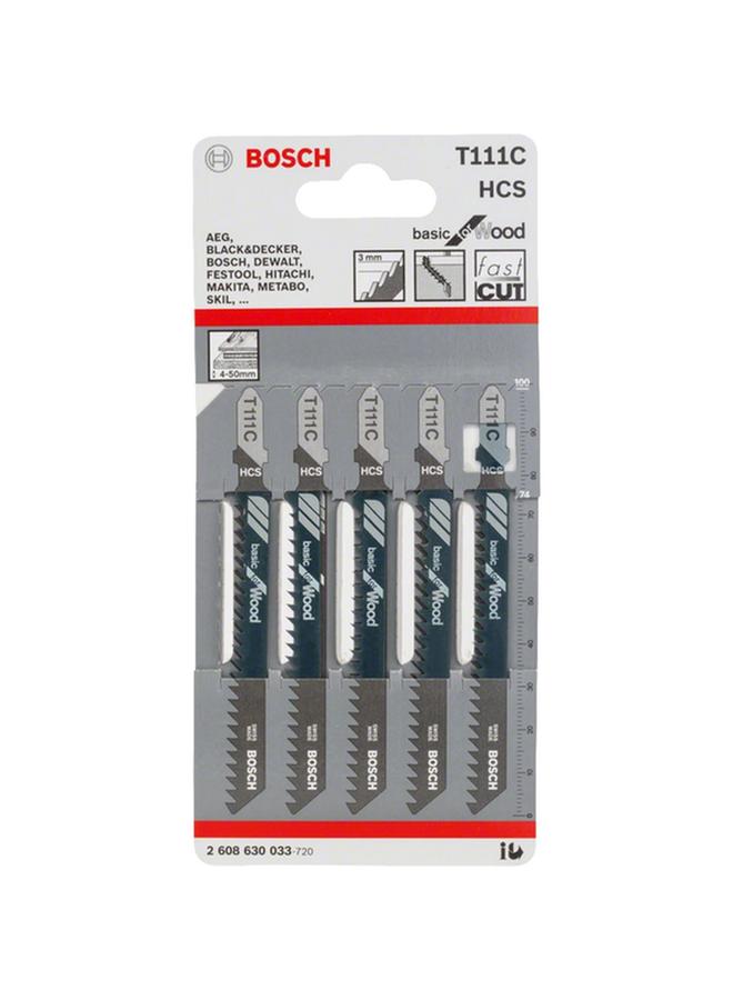 BOSCH 5-Piece T111C Basic for Wood Break-Resistant Ergonomic Jigsaw Blade Grey - Image 2