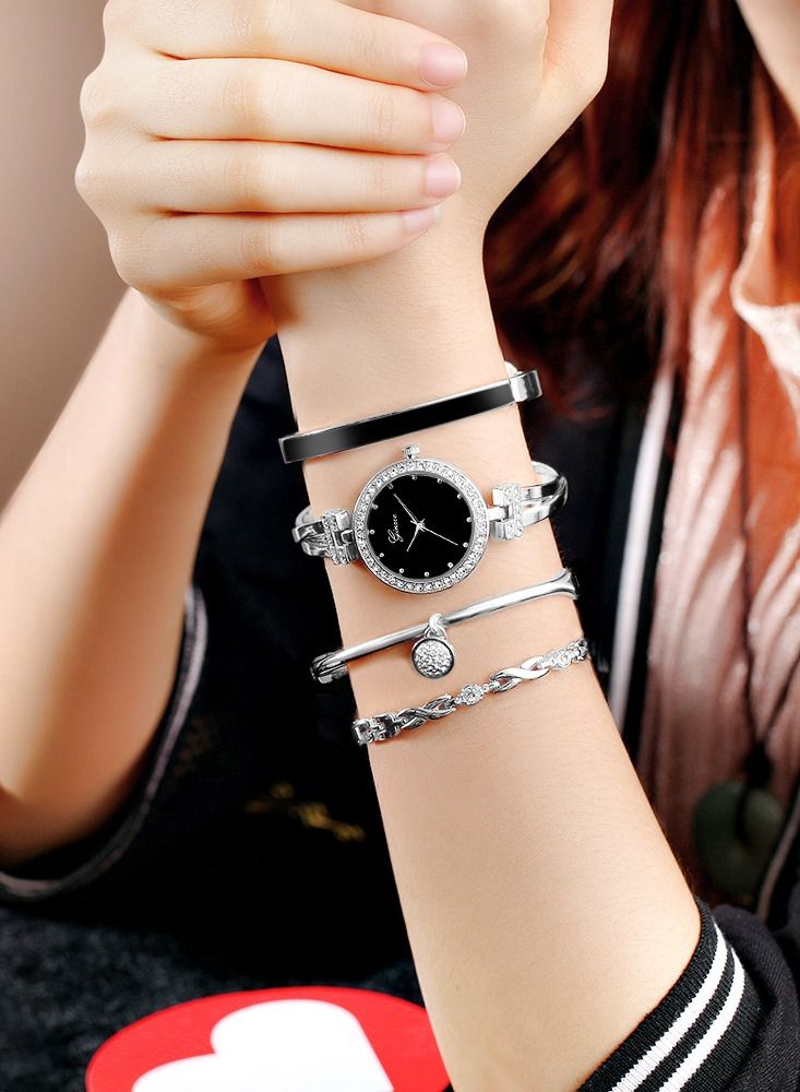 Ginave Women's Stainless Steel Analog Wristwatch With 3 Bracelets - Image 3