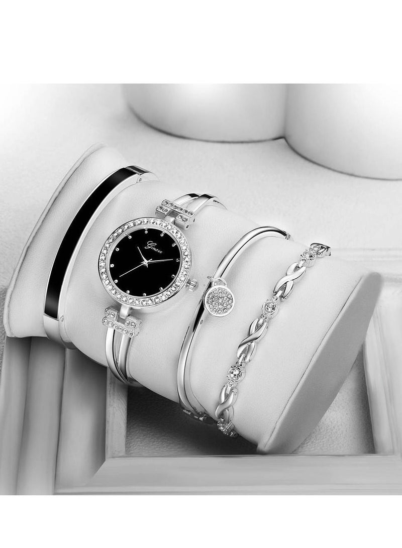 Ginave Women's Stainless Steel Analog Wristwatch With 3 Bracelets - Image 1