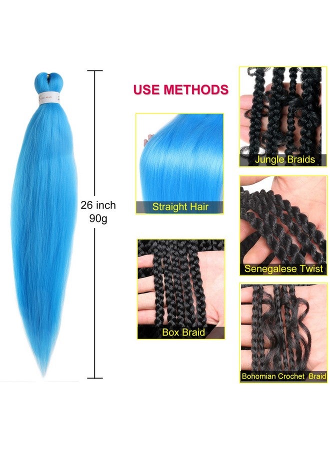 Leeven 26 Inch Blue Pre Stretched Braiding Hair 2 Pack Braiding Hair Blue Braiding Hair Extensions For Braiding Crochet Hair (Azure Blue) - Image 3
