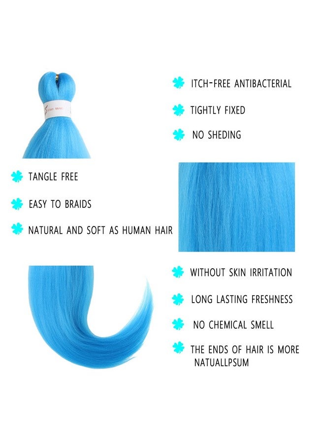 Leeven 26 Inch Blue Pre Stretched Braiding Hair 2 Pack Braiding Hair Blue Braiding Hair Extensions For Braiding Crochet Hair (Azure Blue) - Image 2