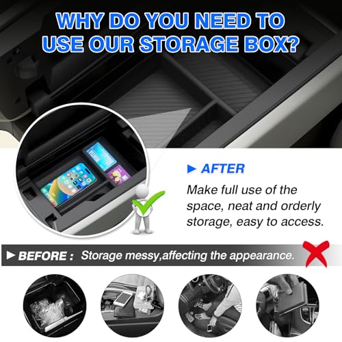 Autorder منظم وحدة التحكم المركزية من Autorder لسيارات مازدا CX-90 CX90 CX-70 CX70 من 2024-2026، صندوق تخزين مسند الذراع، صينية إدخال ثانوية مع حصيرة مضادة للانزلاق - Image 4