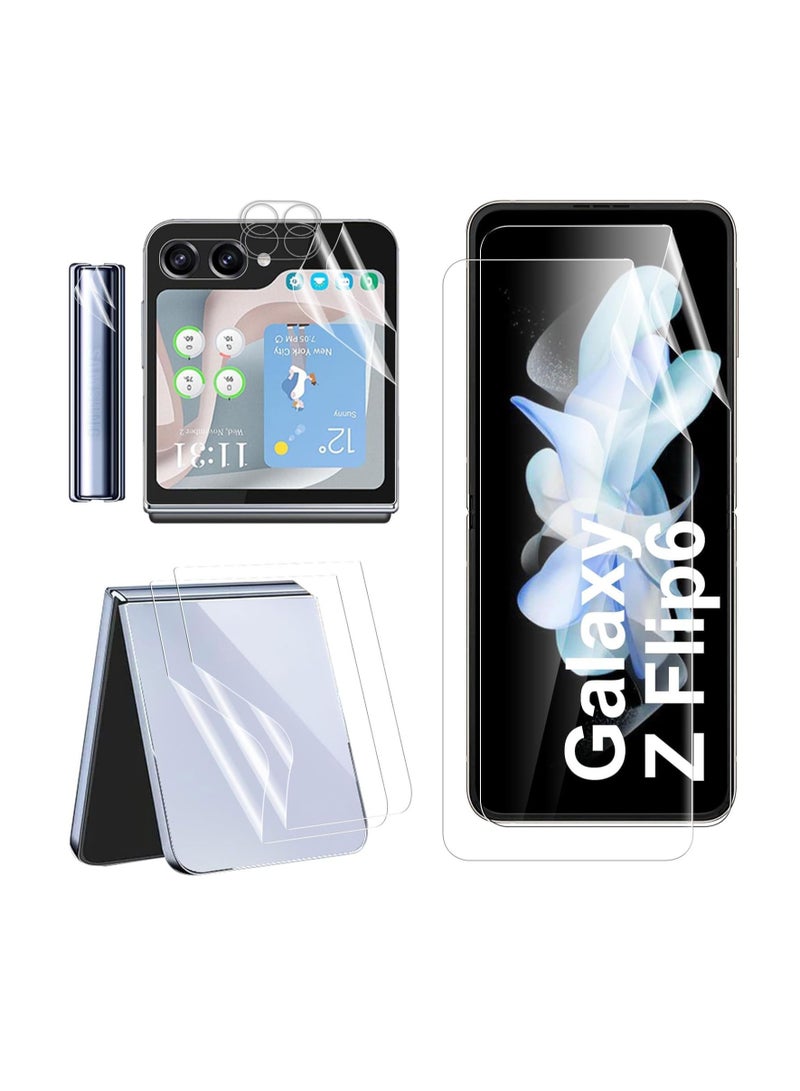 [10 in 1] For Samsung Galaxy Z Flip 6 Screen Protector, TPU Flexible Film, Inner Film + Front Screen Film + Hinge Film + Back Cover Film + Lens Film, Full Coverage Bubble Free Hydrogel Protective Film